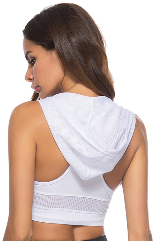 High Impact Padded Sports Bra with Attached Hood