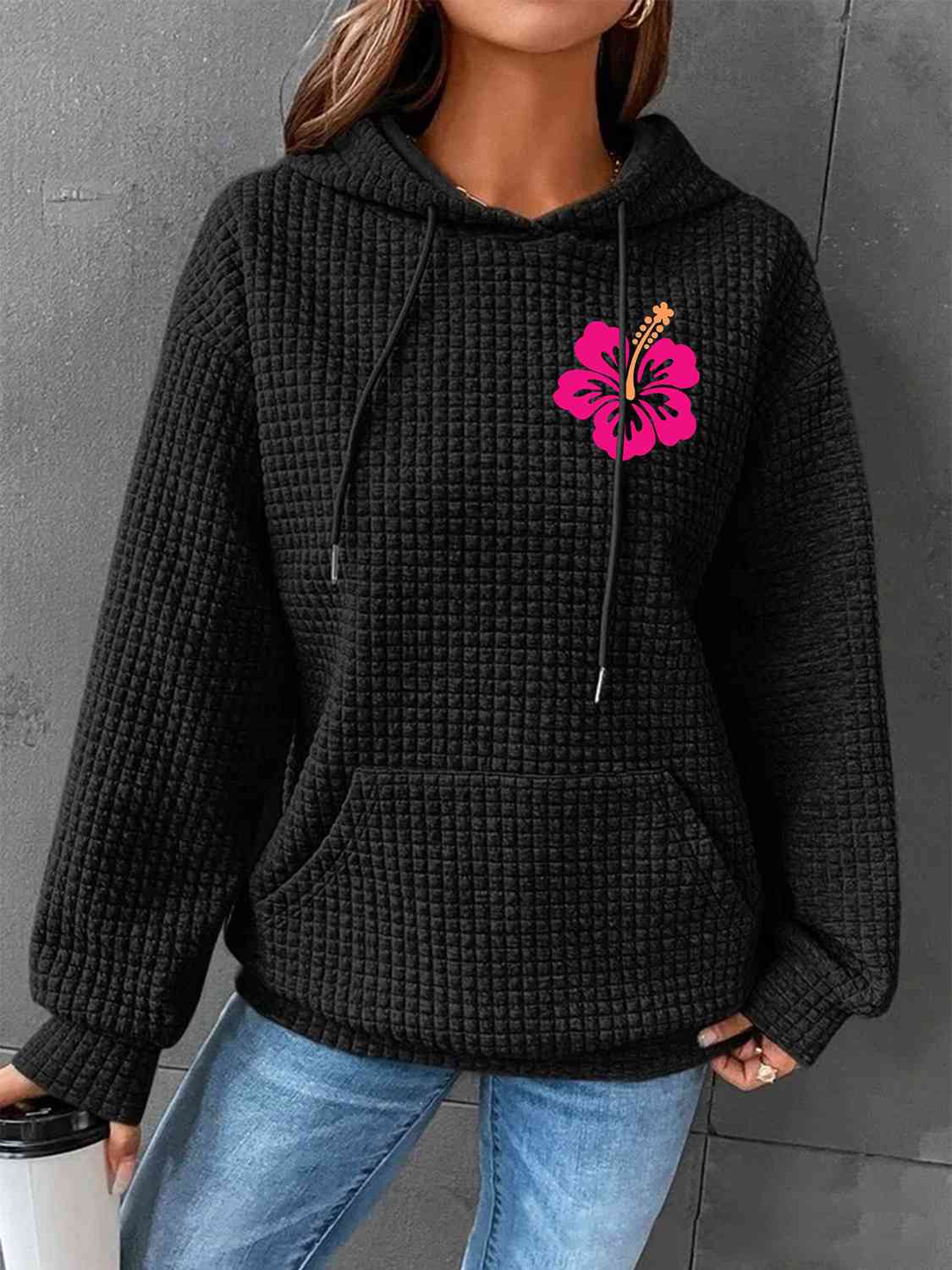Regular & Plus Size Flower Graphic Textured Hoodie with Pocket – Warm  Breeze Apparel Co.