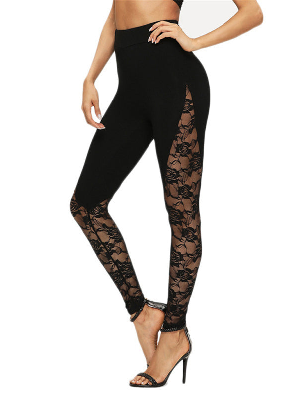 Black Lace Leggings with Sexy Lace Detail