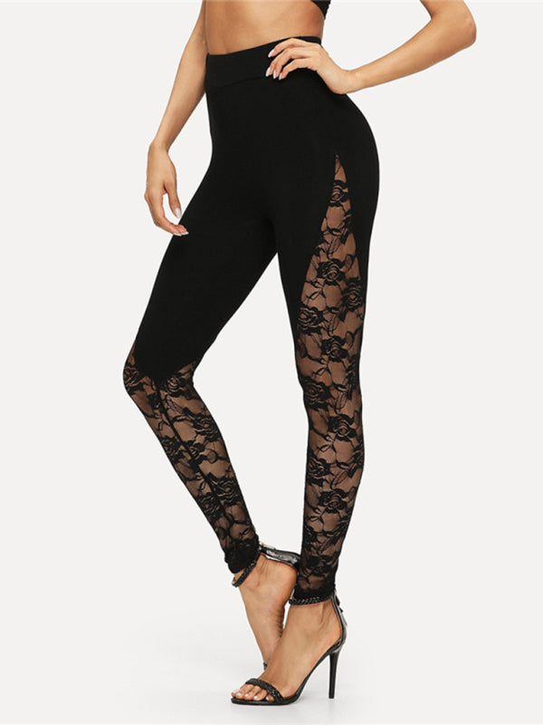 Black Lace Leggings with Sexy Lace Detail