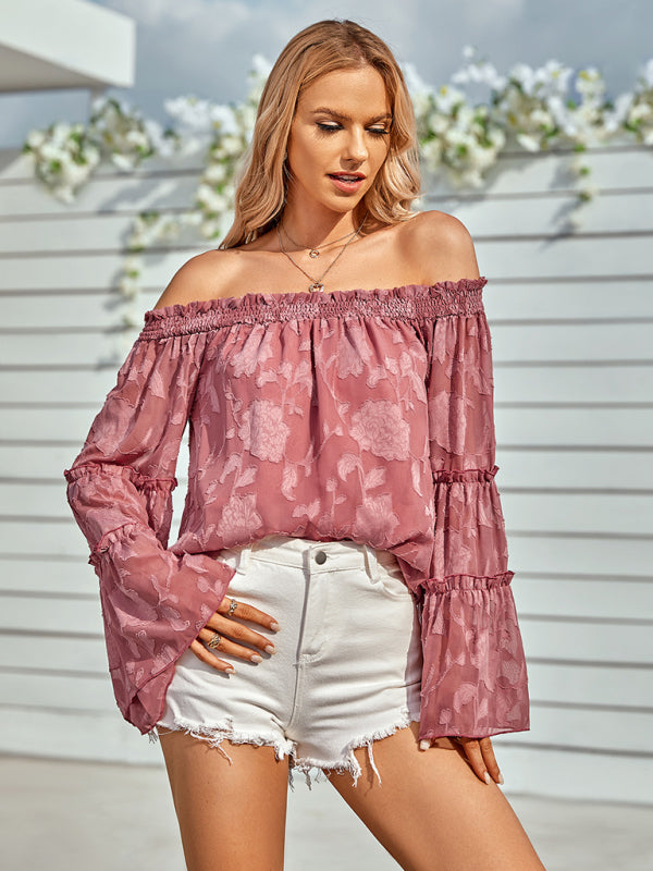 Floral Off-the-shoulder Ruffle Sleeve Top