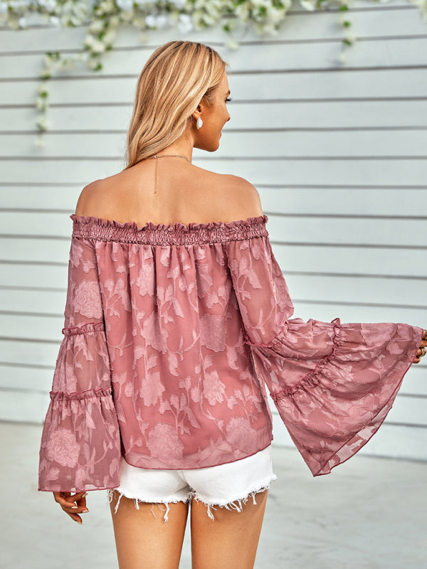 Floral Off-the-shoulder Ruffle Sleeve Top