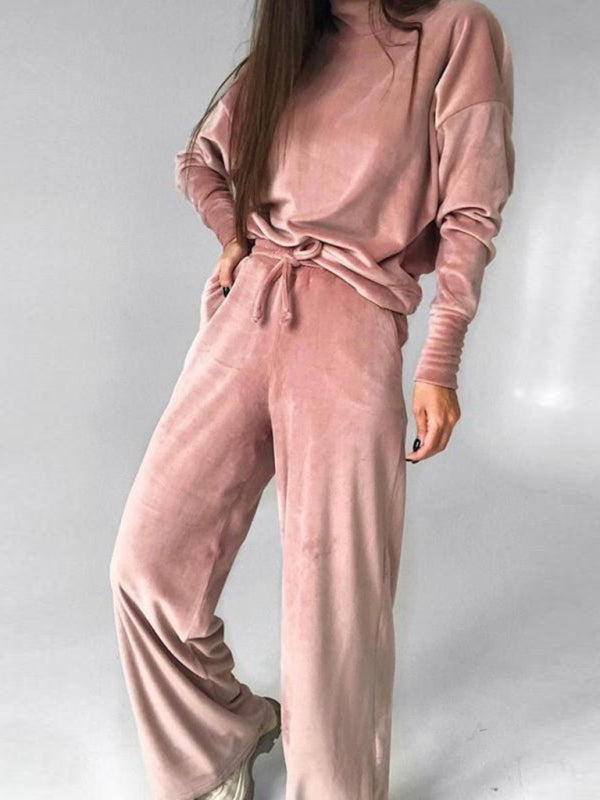 Velvety Soft Two Piece Set with Mock Neck Top & Joggers