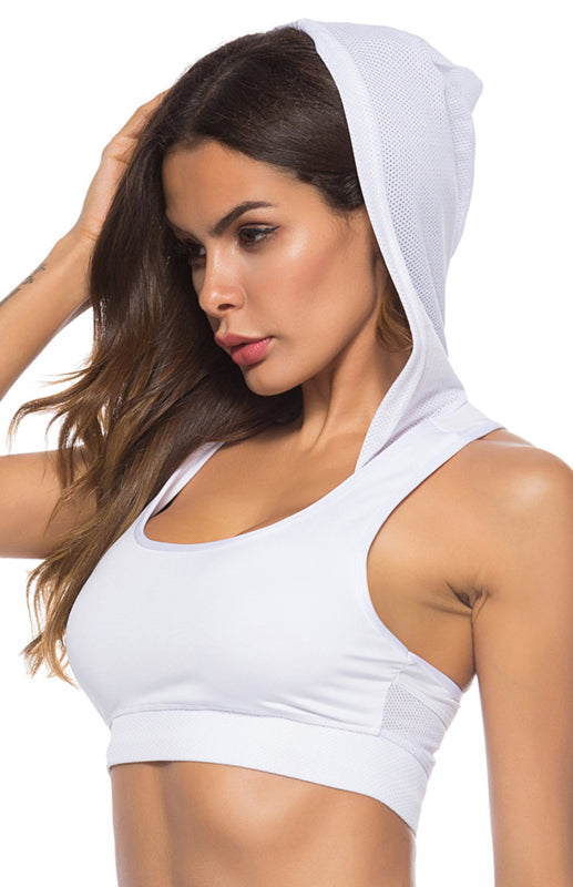 High Impact Padded Sports Bra with Attached Hood