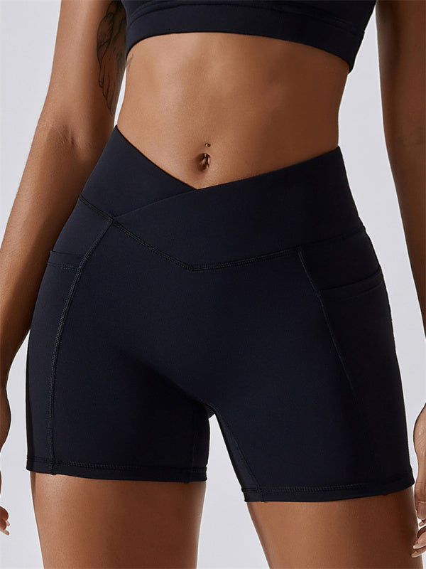 Crossover Waist Sport Shorts - Multiple Colors