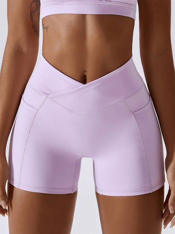 Crossover Waist Sport Shorts - Multiple Colors
